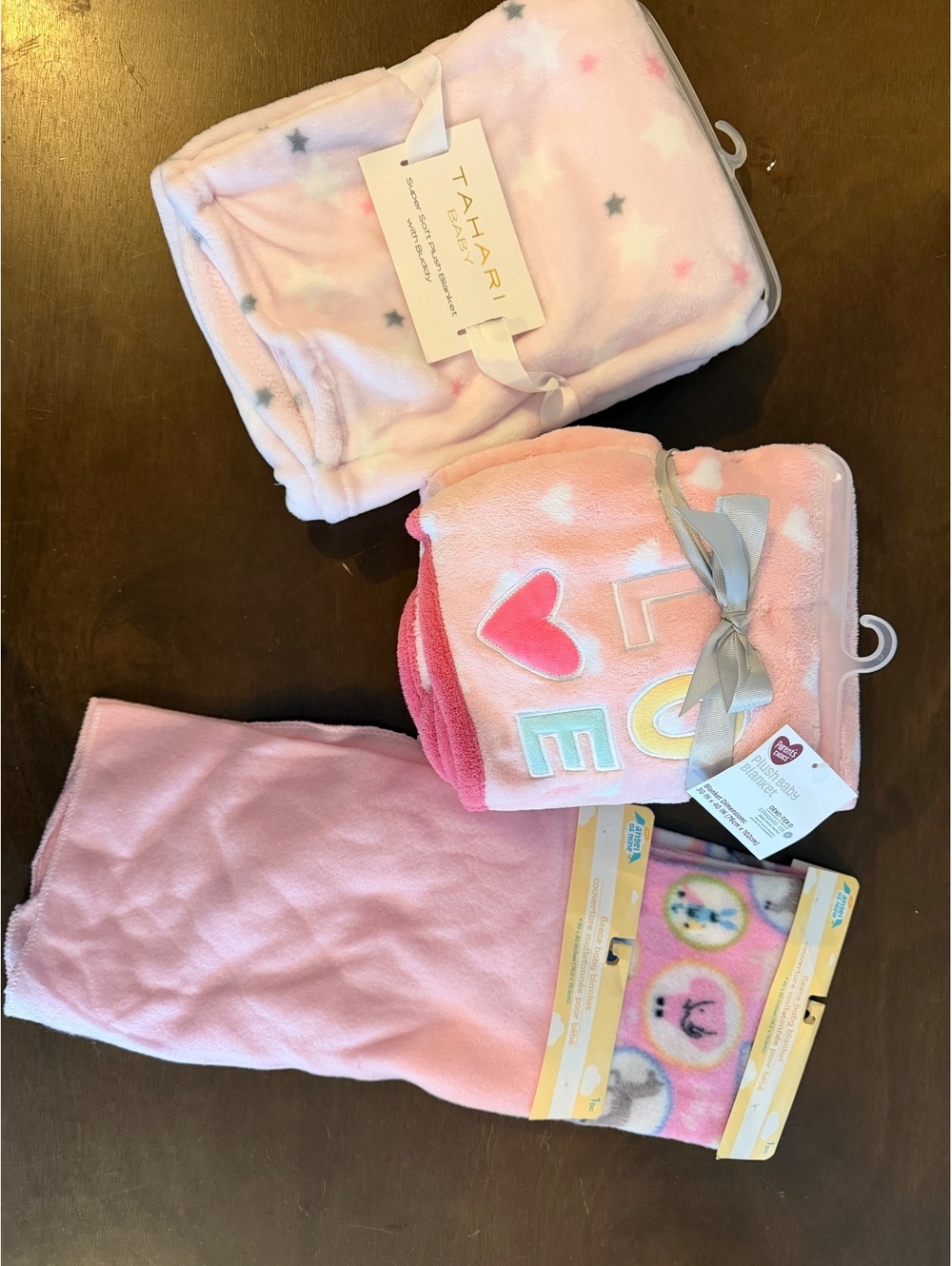 Baby Girl Plush Blanket Lot – Swaddle Blanket Gift Set (3-Pack, NWT)